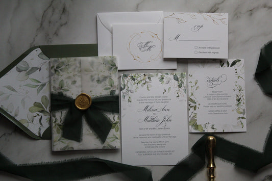 Greenery Wedding Invitation Set | Watercolor Wedding Invites | Greenery Wedding Invites